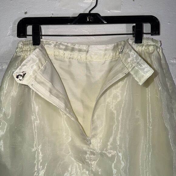 Vintage Ivory Beaded Organza Skirt Butterfly Embroidery Appliqué Midi M/L 90s - Picture 7 of 11